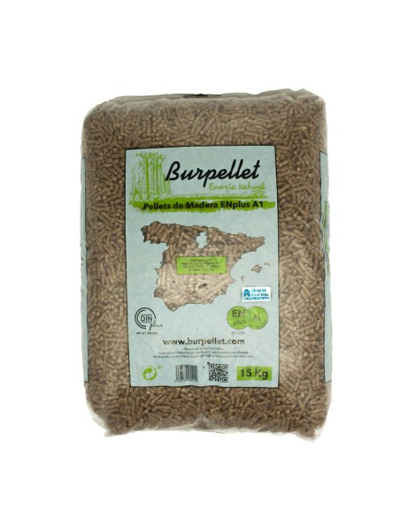Pellet madera BURPELLET pino saco 15kg EN-Plus A1 BURPELLET6