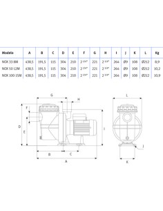 Bomba piscina ESPA Jardino Nox 0.33cv mf     33 8M 203181 2