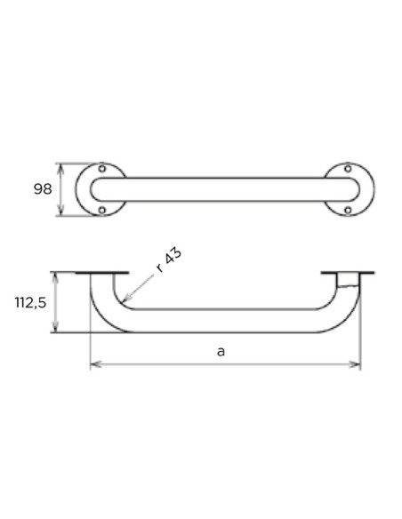 Barandilla piscina FLEXINOX pasamanos de pared 2000mm AISI316 pletina 87180204