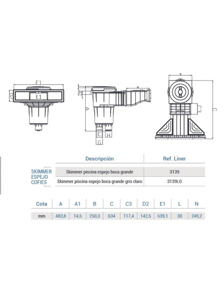 Skimmer liner HAYWARD espejo - Blanco 3139