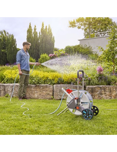Carro portamanguera jardin GARDENA metal L 18552-26 +mang
