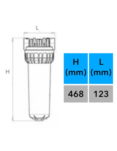 Portacartuchos 10" transparente   1"   HW AP500 FI-0406-04