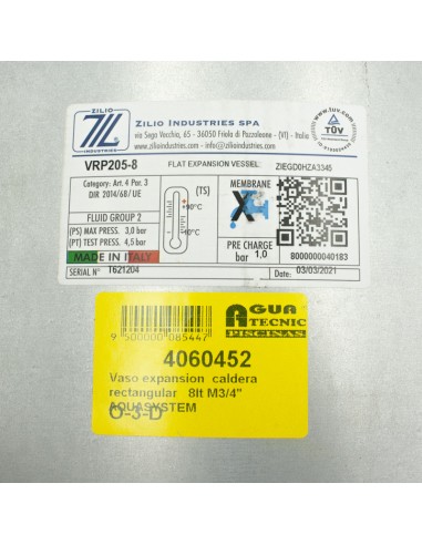 Vaso expansion  caldera rectangular   8lt M3/4"...