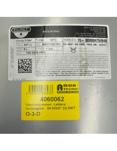 Vaso expansion  caldera rectangular   8lt M3/8"...