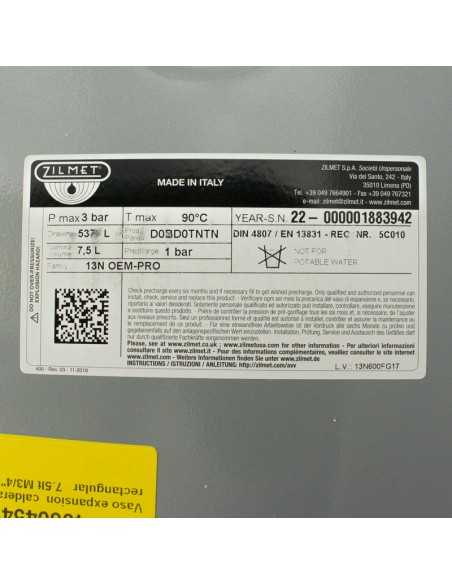 Vaso expansion caldera rectangular 7.5lt M3/4" ZILMET 537/L 7.5LT