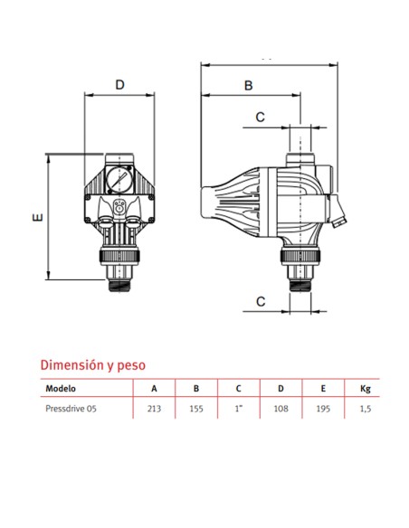 Prescontrol bomba presion ESPA Pressdrive 05 AM 2E conexion linea 205328