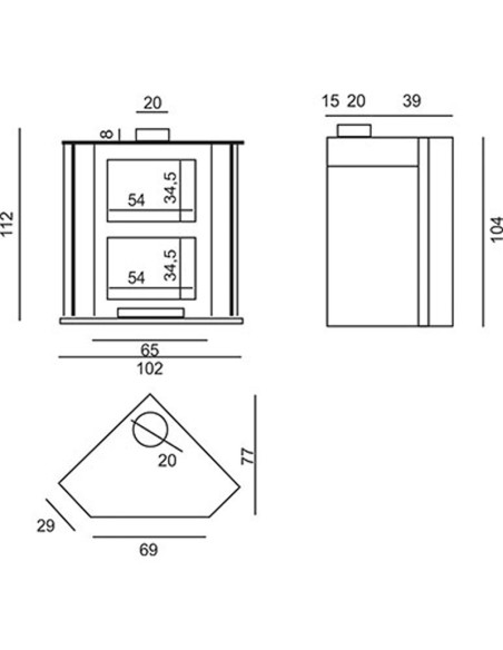 Chimenea leña AJ Segovia c/horno mod. rincon 14kw