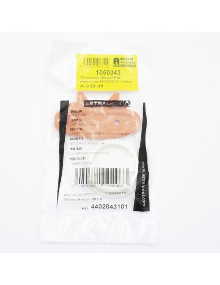 Tapon boquilla aspiracion ASTRAL tapa 1½" con llave limpiafondos 4402043101 blanca