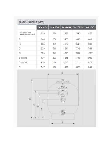 Filtro piscina ZODIAC MS 530mm 10.2m3/h WF000095