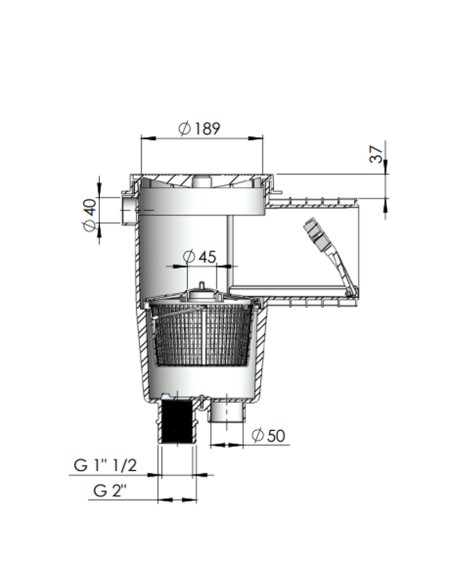 Skimmer hormigon ASTRAL tapa circular     00249CL144 - Antracita
