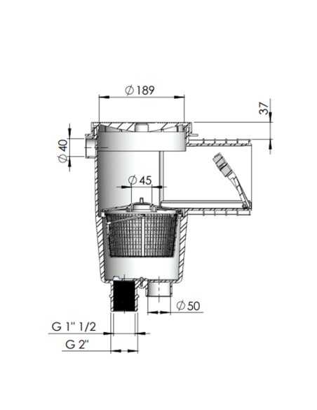 Skimmer piscina hormigon ASTRAL 15lt boca standar tapa circular 00249CL090 Beige