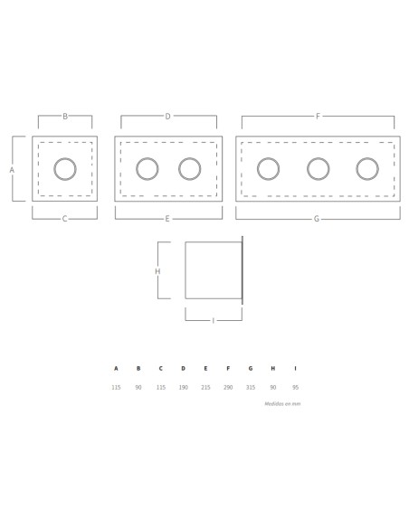 Caja pulsador AQA mod.132L caja + 3 pulsadores led AISI316L