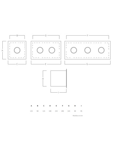 Caja pulsador AQA mod.132P caja + 3 pulsadores...