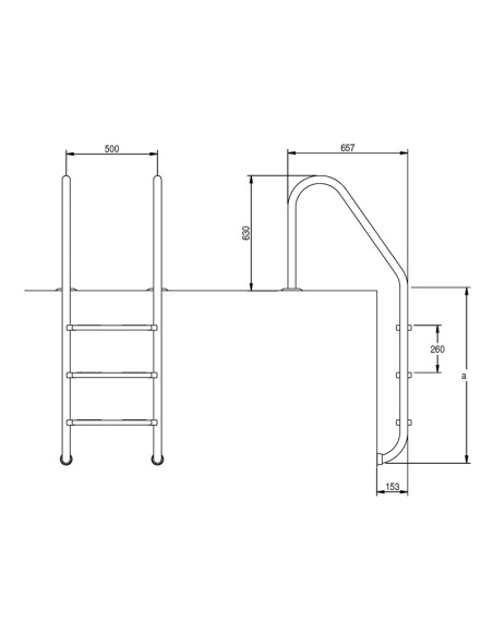 Escalera piscina inox AISI316 mod.Standar 4 peldaños FLEXINOX 87111944