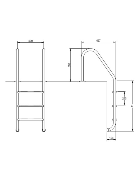 Escalera piscina inox AISI316 mod.Standar 3 peldaños FLEXINOX 87111936
