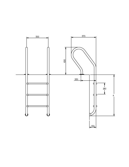 Escalera piscina inox AISI316 mod.Mixta 3 peldaños FLEXINOX 87121877