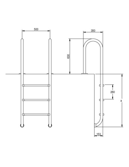 Escalera piscina inox AISI316 mod.Muro 3 peldaños FLEXINOX 87131132