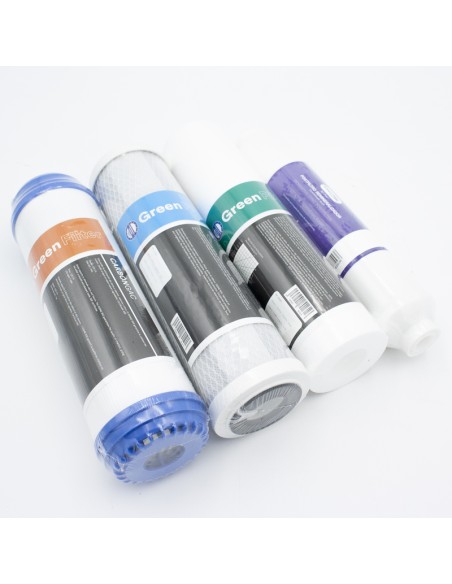 Cartucho osmosis 10" kit 4 filtros IONFILTER GreenFilter Pack4 remineralizador 763315