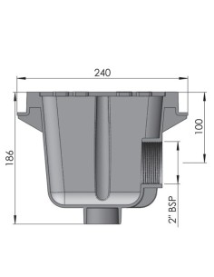 Sumidero piscina hormigon ASTRAL cuadrado 2" 210x210mm 00258 2