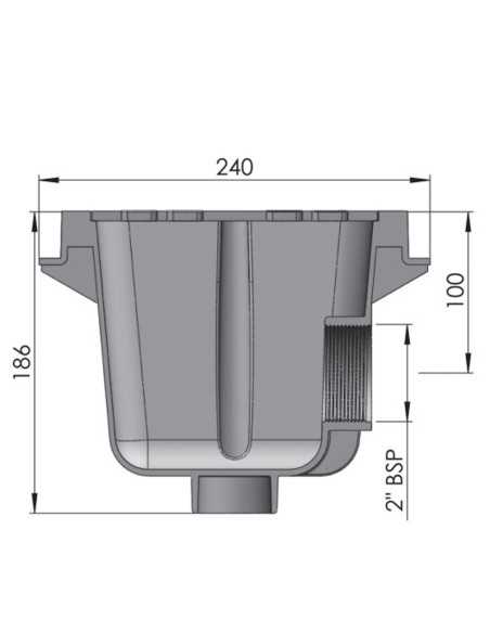 Sumidero piscina hormigon ASTRAL cuadrado 2" 210x210mm 00258 Blanco
