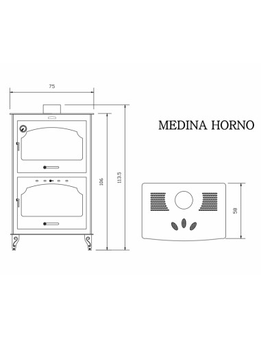 Estufa leña AJ Medina c/horno 9kw