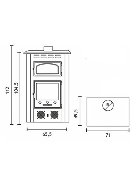 Estufa leña AJ Dante c/horno 9.2kw con ventilacion