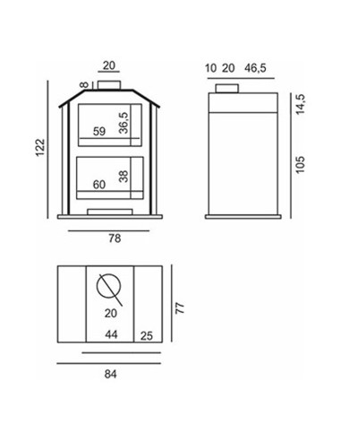 Chimenea leña AJ Segovia c/horno 14kw
