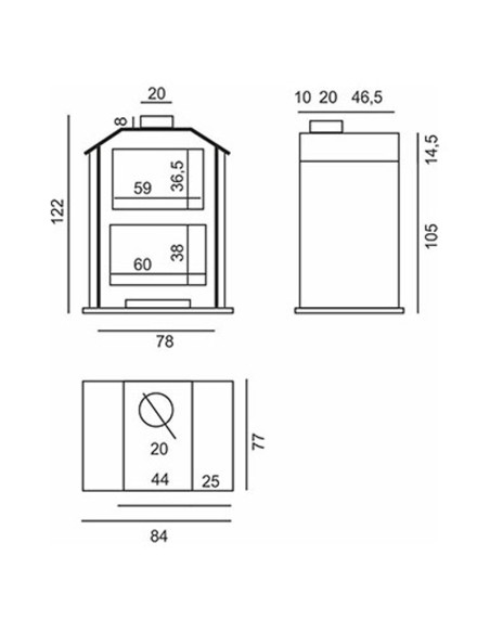 Chimenea leña AJ Segovia c/horno 14kw