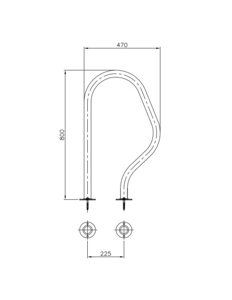Barandilla piscina ASTRAL mod. 470x800mm pletina circular        AISI316L 05542 (juego 2 barandillas)