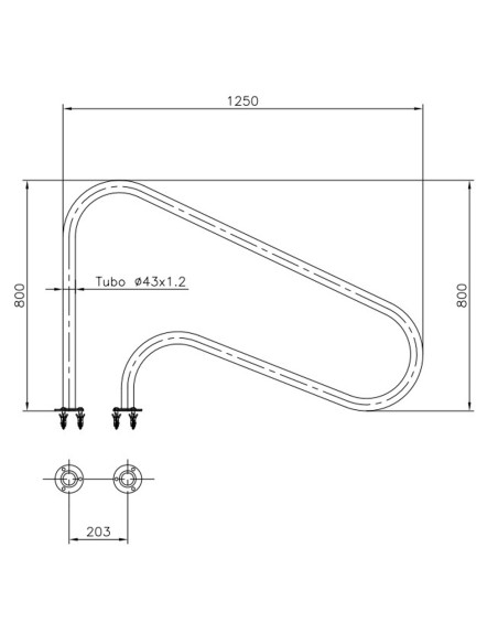 Barandilla piscina ASTRAL mod. Pasamanos 1250mm pletina     AISI316L 07781