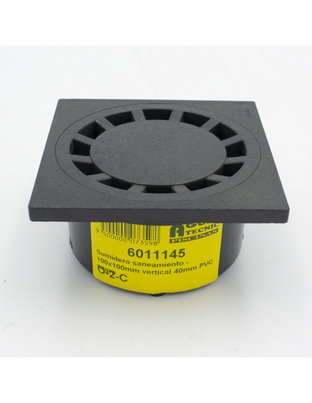 Sumidero saneamiento FIRTS 100x100mm salida vertical 40mm CHPVC10N negro