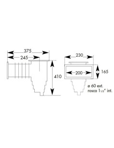 Skimmer hormigon PQS mod. tapa cuadrada 114245143 - Blanco 2