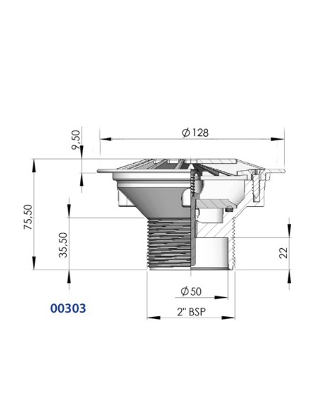 Boquilla fondo piscina hormigon ASTRAL impulsion/aspiracion ABS 2"ext 50mm int 00303 - Blanca