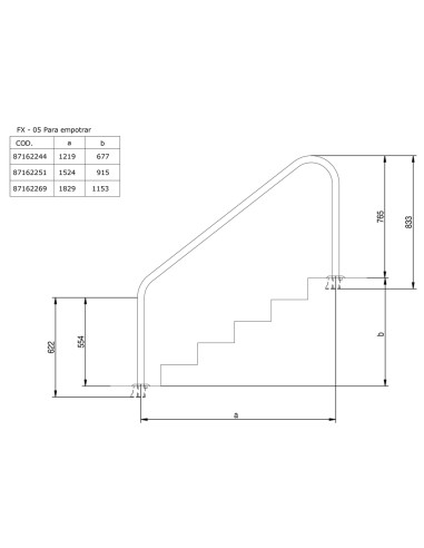 Barandilla piscina FLEXINOX mod. FX-05 2 curvas...