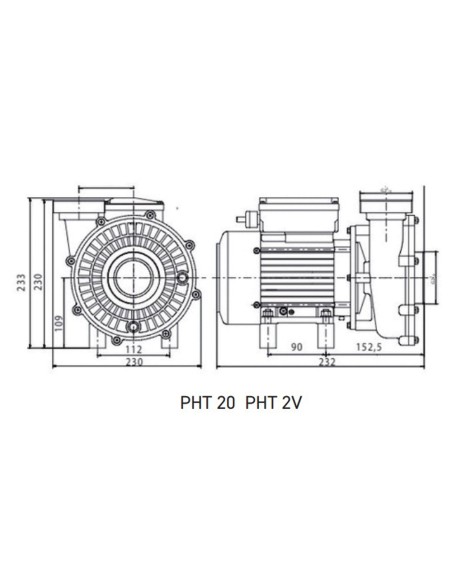 Bomba piscina VIPOOL PHT 2V compatible con Desjoyaux monoblock 0.35-2.00kw mf 600904