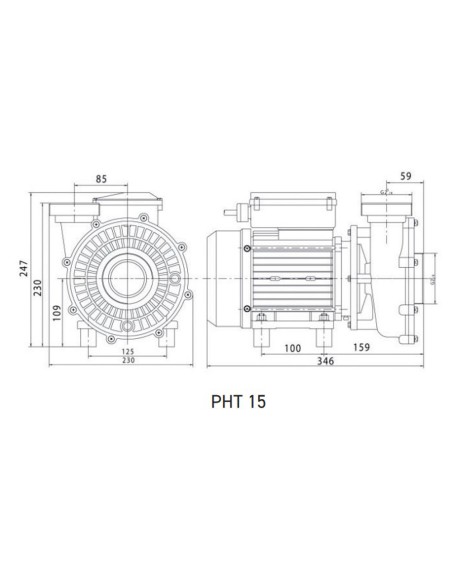 Bomba piscina VIPOOL PHT 15 compatible con Desjoyaux monoblock 0.8kw mf 600906